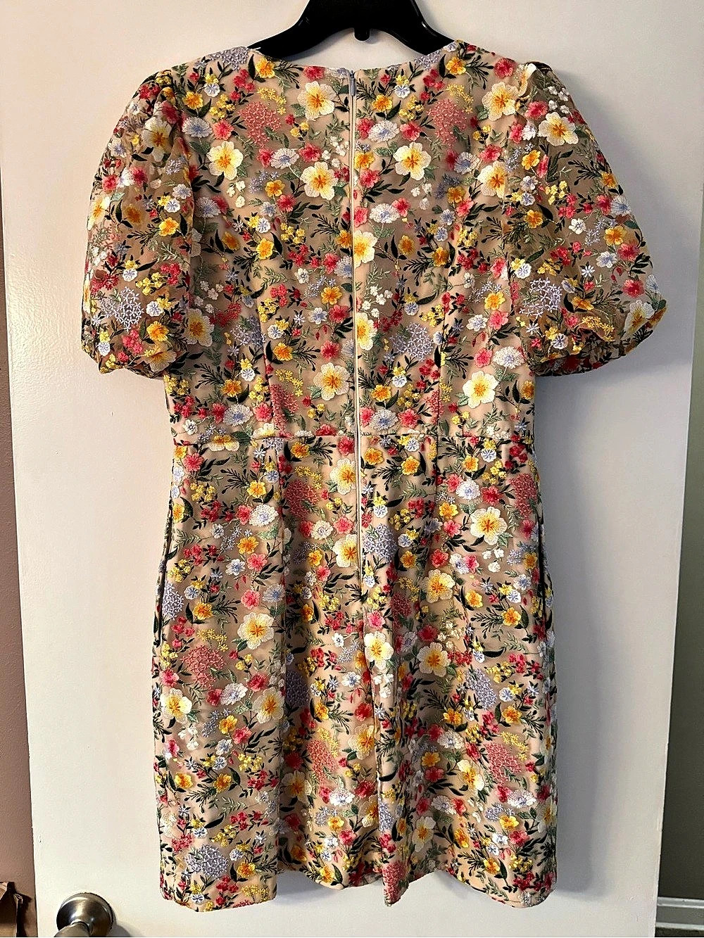 Eliza J Floral Puff Sleeve Mini Dress in Brown & Multicolor - Picture 2 of 3